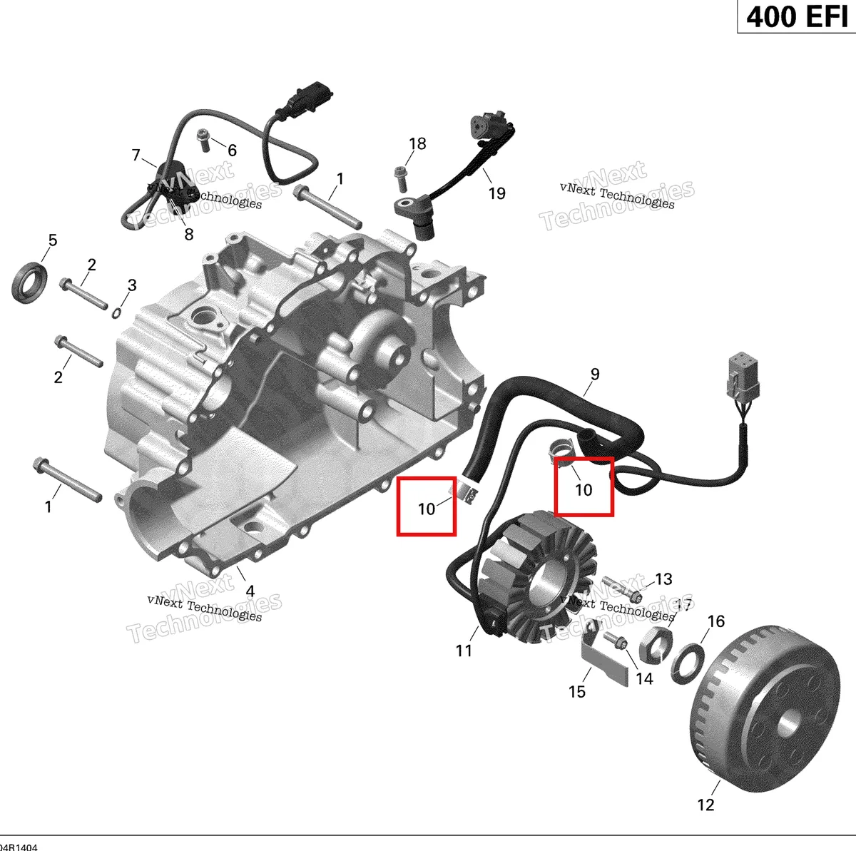 Деталь 420960892 (Зажим) на схеме узла 2014 Can-Am OUTLANDER 400 EFI, STD, XT Magneto