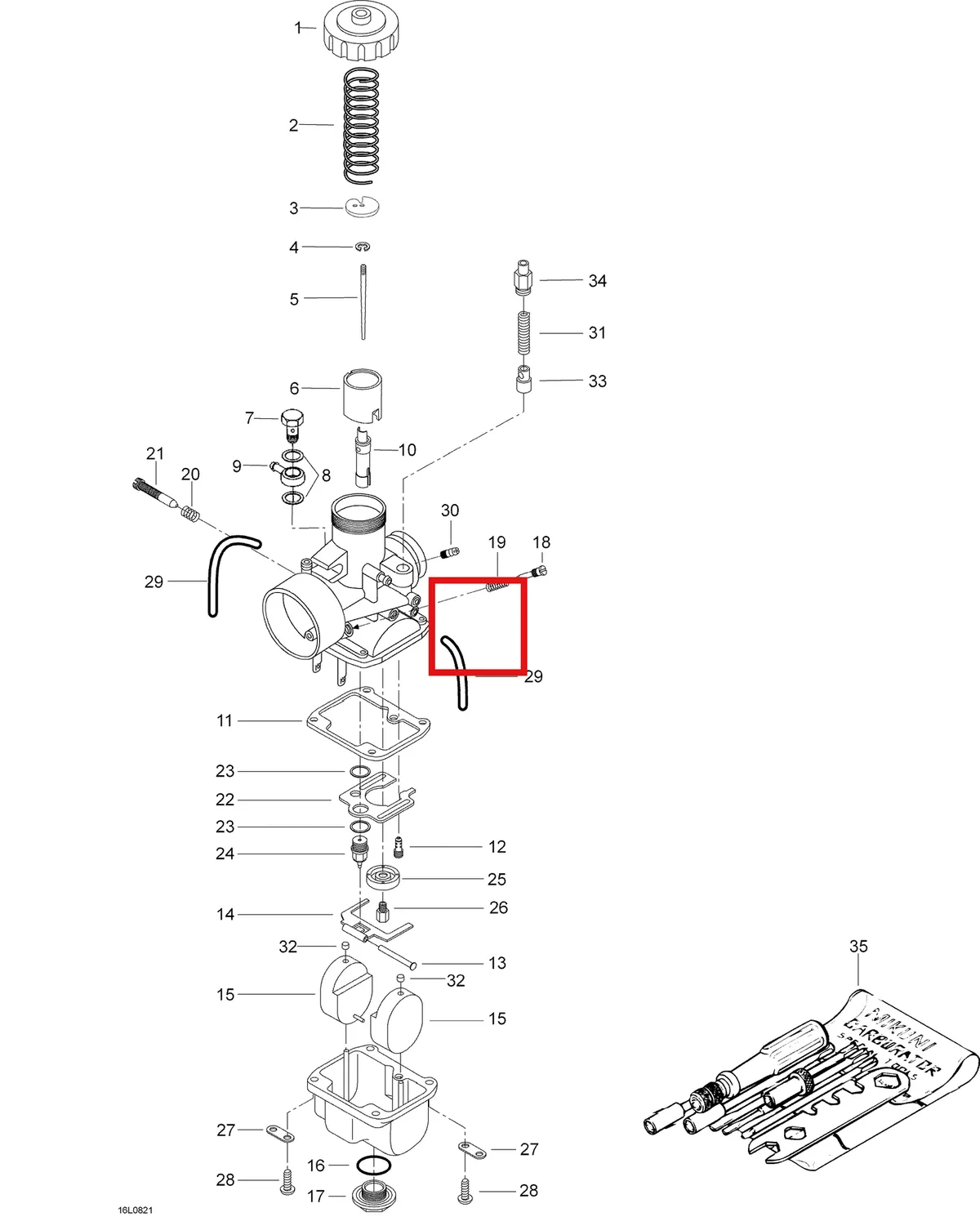Деталь 420963932 (Деталь Throttle Valve Ca 3.0) на схеме узла 02- Carburetor