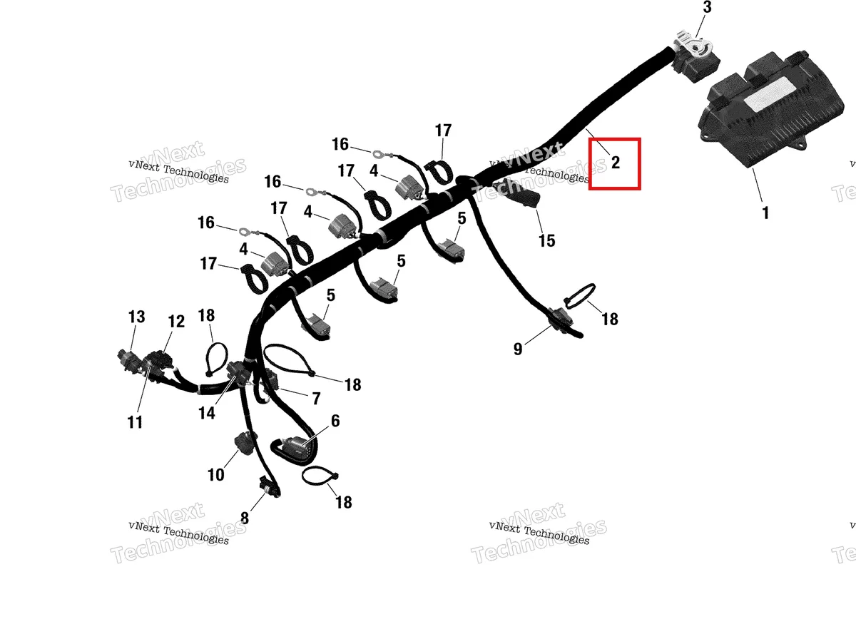 Деталь 420964084 на схеме узла 2022 Sea-Doo GTI 130 Rotax - Engine Harness And Electronic Module