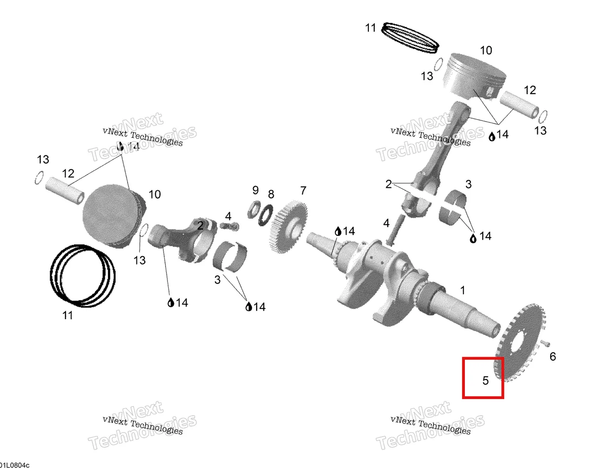 Деталь 420966850 (Деталь Trigger Wheel) на схеме узла 2008 Ski-Doo Expedition V-1300 Crankshaft And Piston