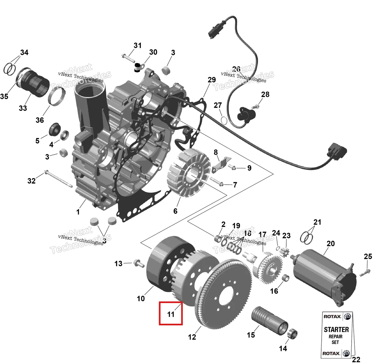 Деталь 420966851 на схеме узла 2026 Sea-Doo GTI - 130 - STD - 38TB - Bright White Rotax - Magneto And Electric Starter
