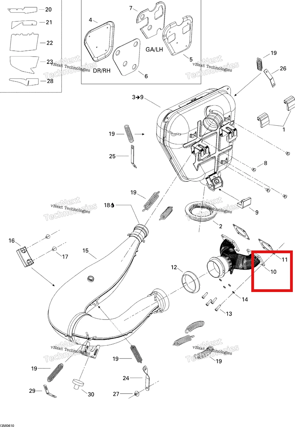 Деталь 420973557 (Коллектор) на схеме узла 2006 Ski-Doo MX Z 440 Racing Exhaust System