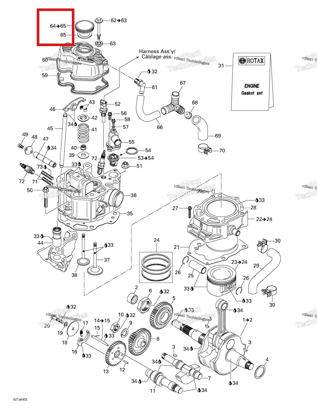 Деталь 420974644 на схеме узла 2004 Can-Am Traxter XL Crankshaft, Pistons And Cylinder