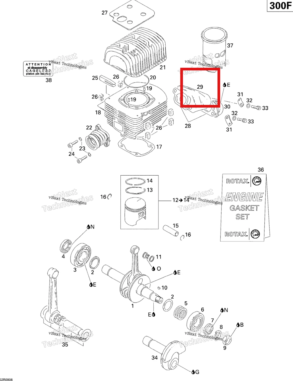 Деталь 420975720 (Дефлектор) на схеме узла 2009 Ski-Doo Skandic Tundra Crankshaft, Piston And Cylinder