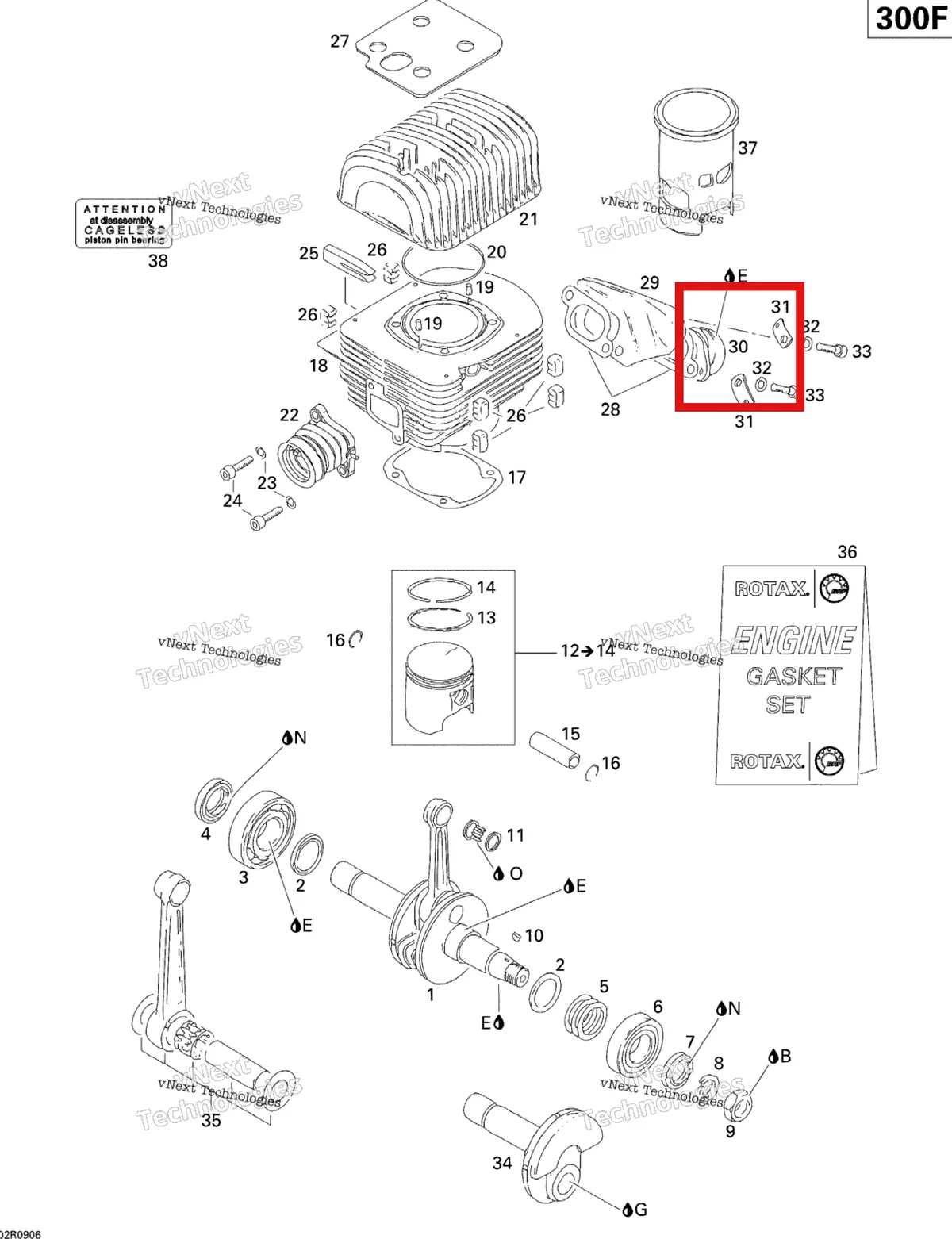 Деталь 420978836 (Деталь Exhaust Socket) на схеме узла 2009 Ski-Doo Skandic Tundra Crankshaft, Piston And Cylinder