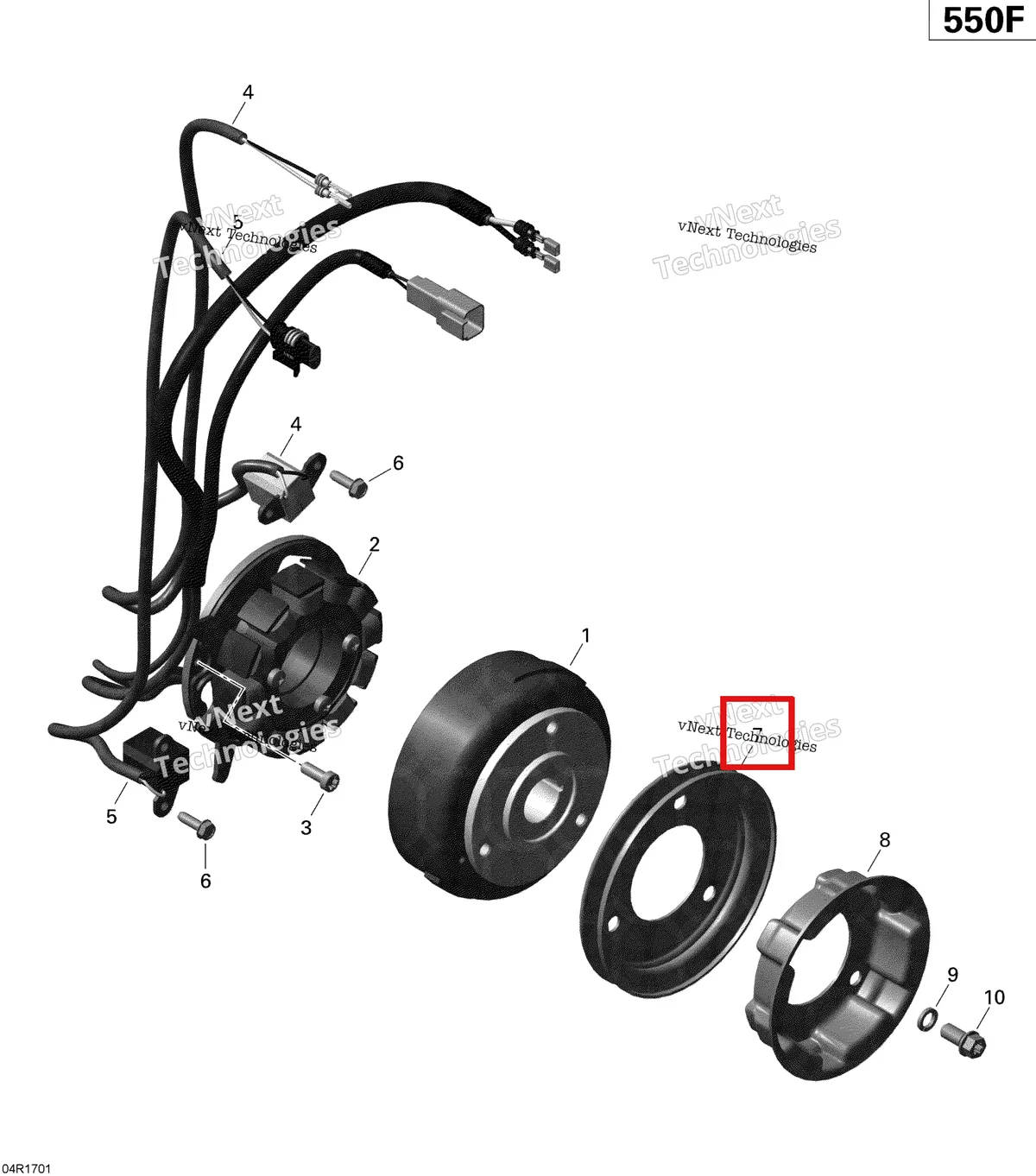 Деталь 420980486 (Шкив V-пояса) на схеме узла 2020 Ski-Doo EXPEDITION SPORT 550F Electric - Magneto - 550F