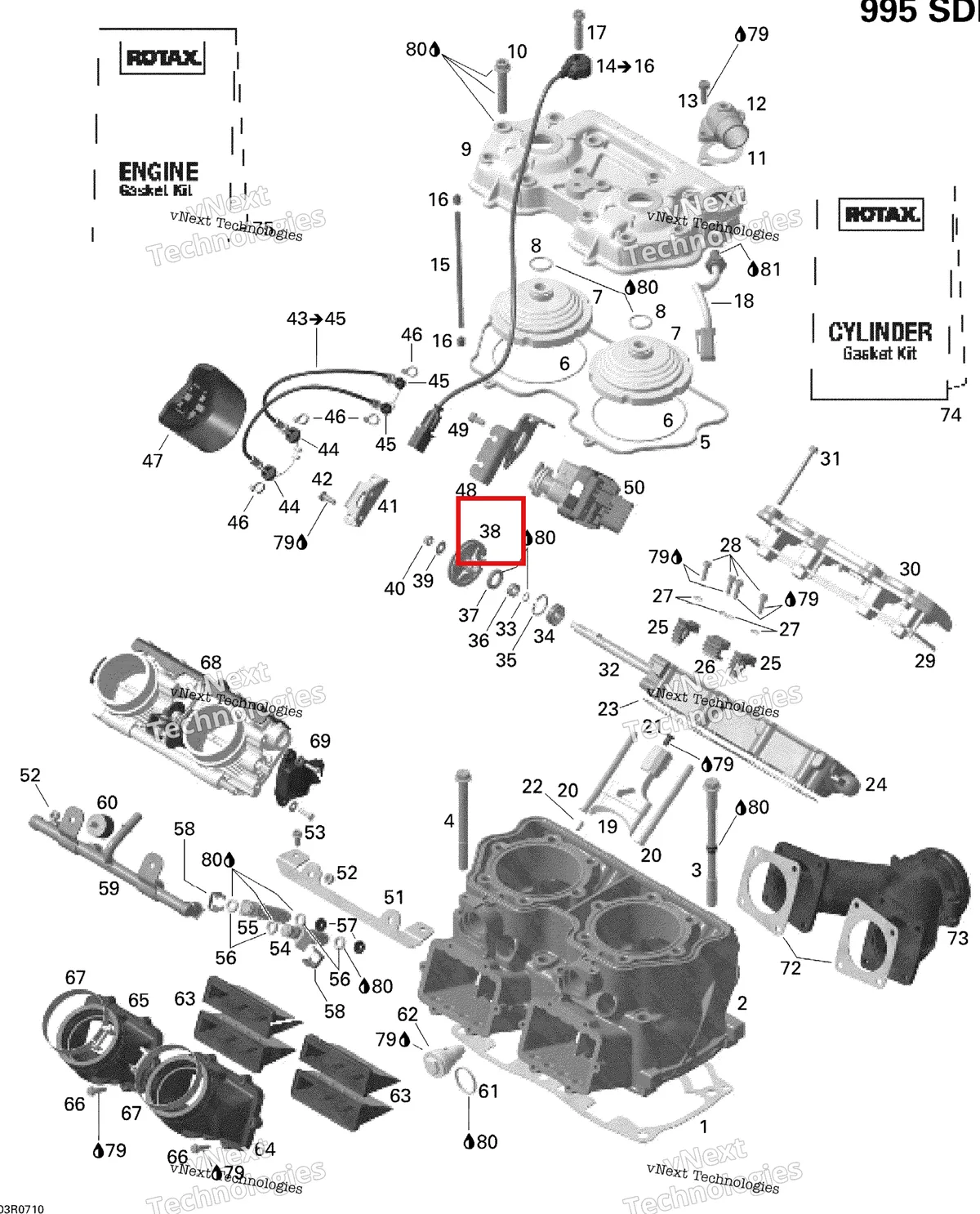 Деталь 420980710 на схеме узла 2007 Ski-Doo MACH Z Adrenaline Cylinder And Cylinder Head, Mach, Mxz, Hm Eur
