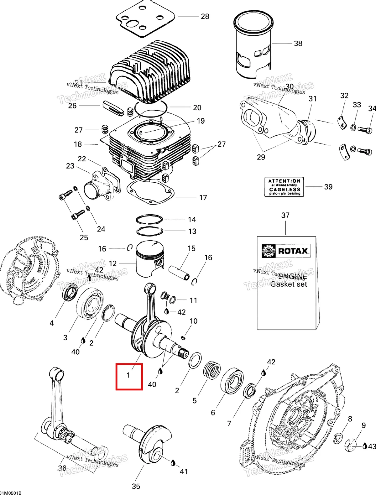 Деталь 420995301 на схеме узла 2005 Ski-Doo Tundra R Crankshaft And Pistons