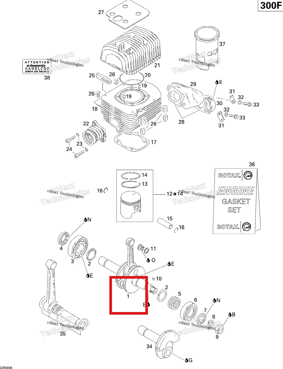 Деталь 420995307 (Коленчатый вал) на схеме узла 2009 Ski-Doo Skandic Tundra Crankshaft, Piston And Cylinder