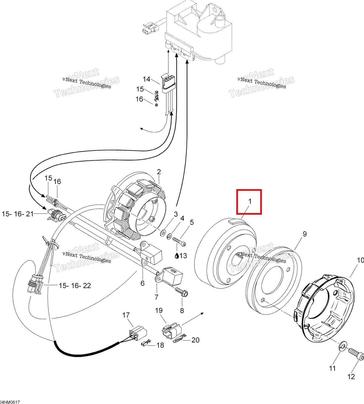 Деталь 420996824 (Маховик Магнето) на схеме узла 2006 Ski-Doo Skandic LT 440F Magneto