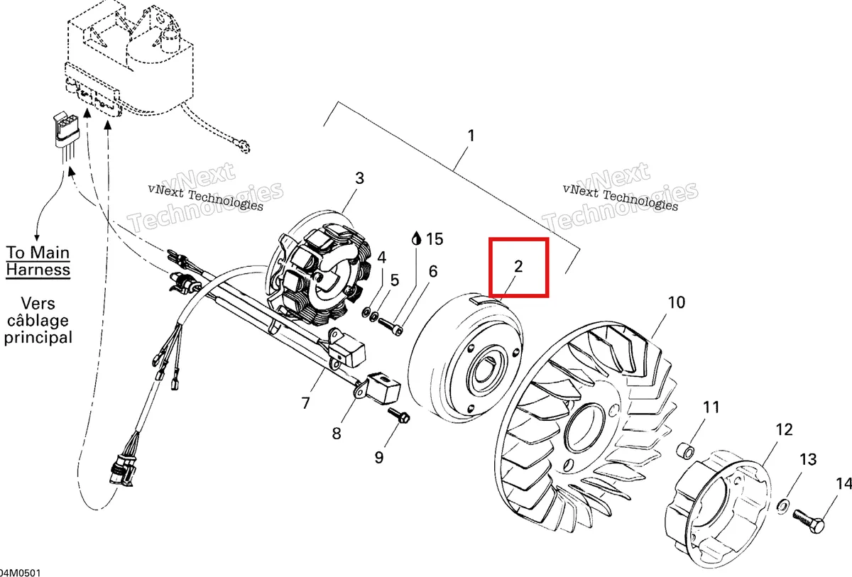 Деталь 420996829 на схеме узла 2005 Ski-Doo Tundra R Magneto