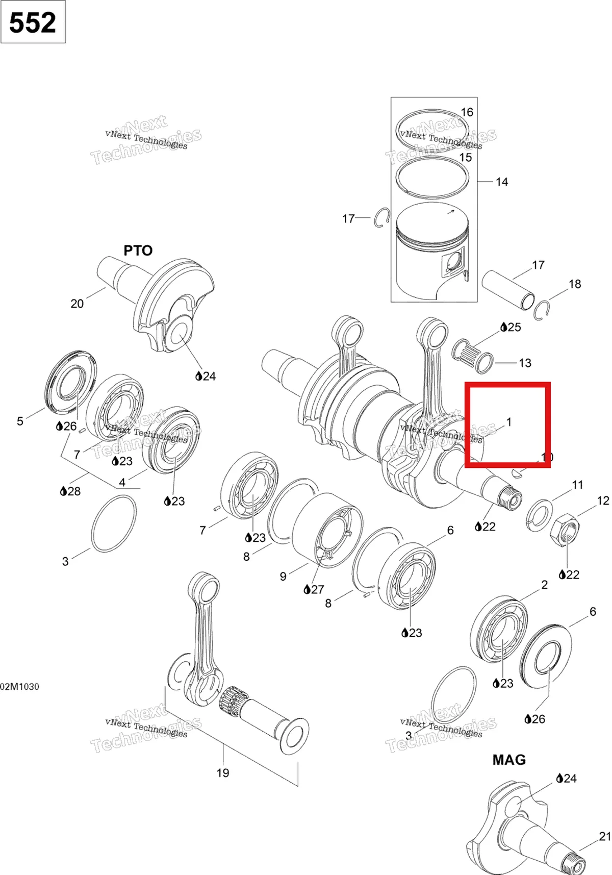 Деталь 421000601 на схеме узла 2011 Ski-Doo Skandic WT 550F YetiII Crankshaft And Pistons