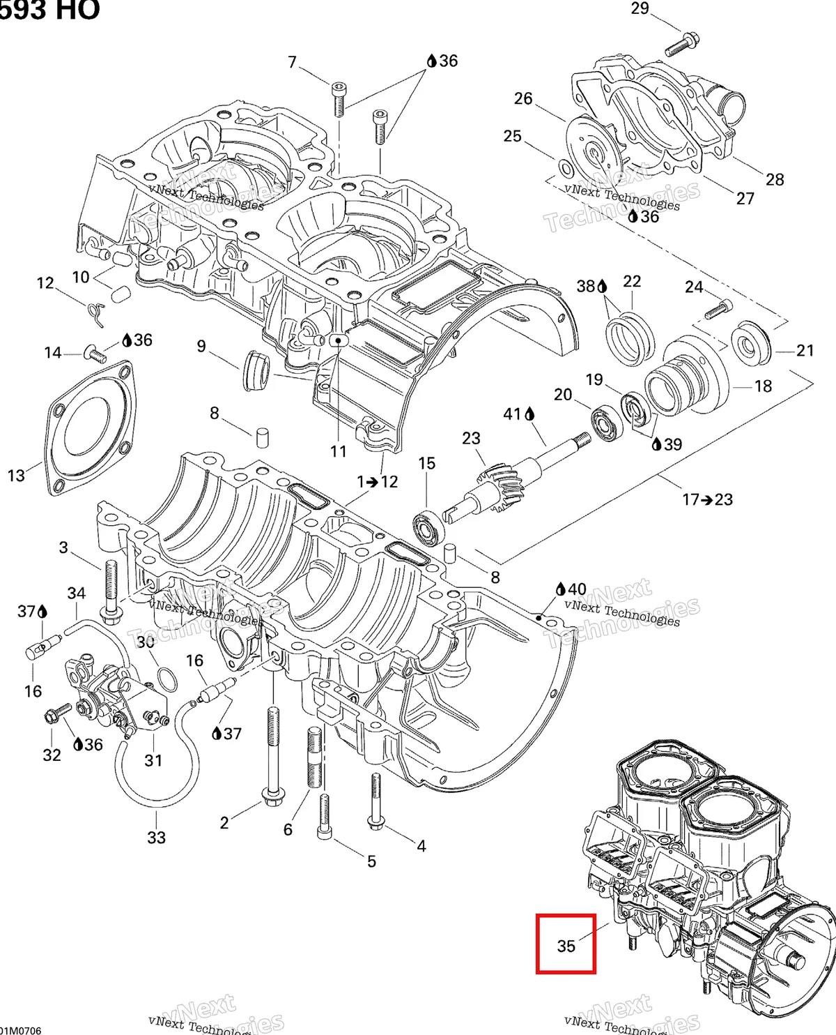 Деталь 421000615 на схеме узла 2007 Ski-Doo MX Z Adrenaline 600 HO Crankcase, Water Pump And Oil Pump