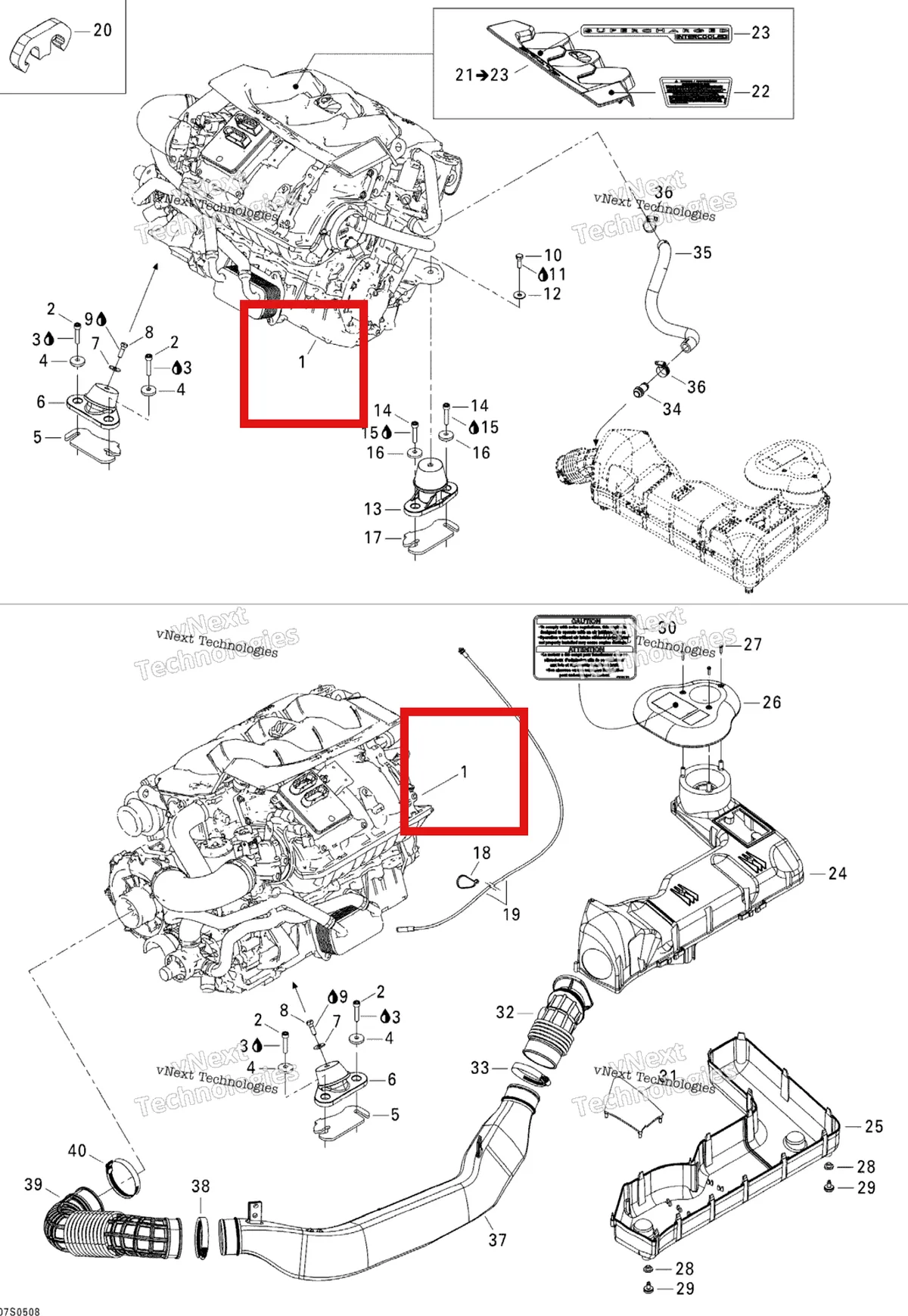 Схема применяемости: REBUILD длинный блок 1503 IC Sea-Doo 421000654
