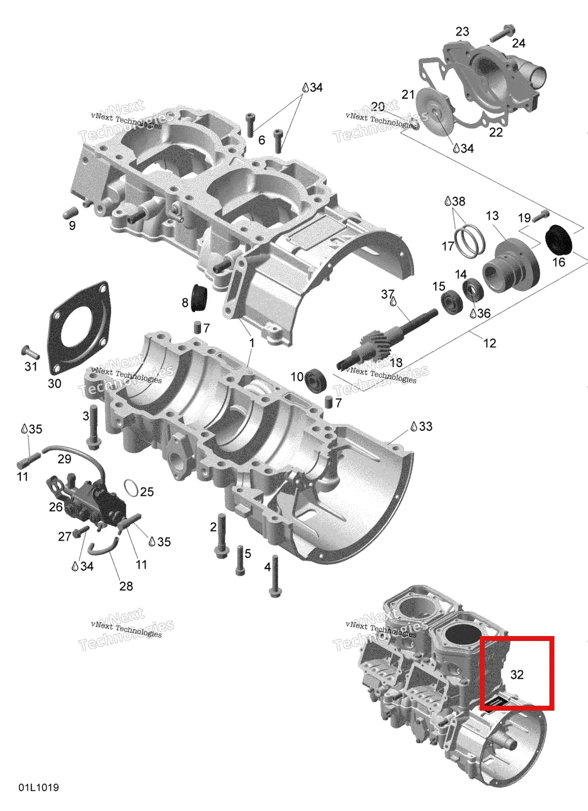 Деталь 421000659 на схеме узла 2010 Ski-Doo Expedition TUV SE 600HO SDI XU Crankcase