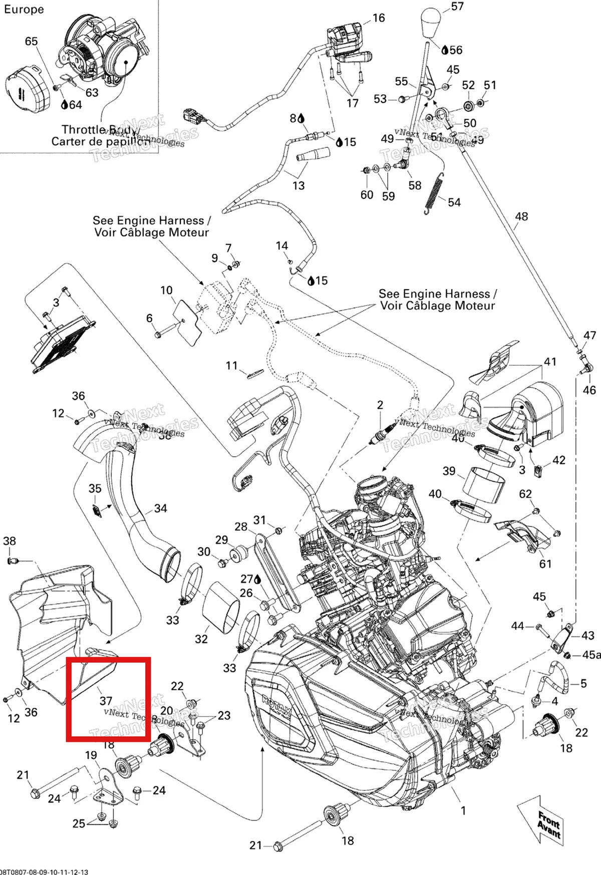 Деталь 421000672 на схеме узла 2008 Can-Am Outlander MAX 800 LTD Engine And Engine Support