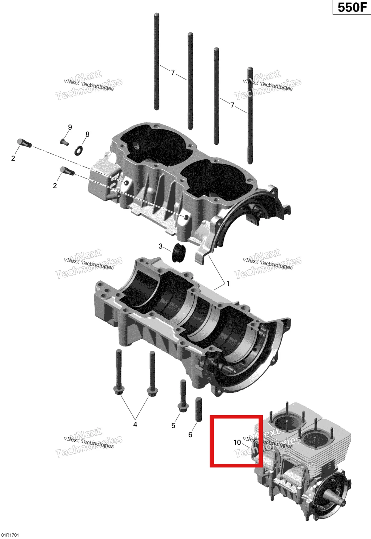 Деталь 421000674 на схеме узла 2020 Ski-Doo TUNDRA 550F Engine - Crankcase - 550F