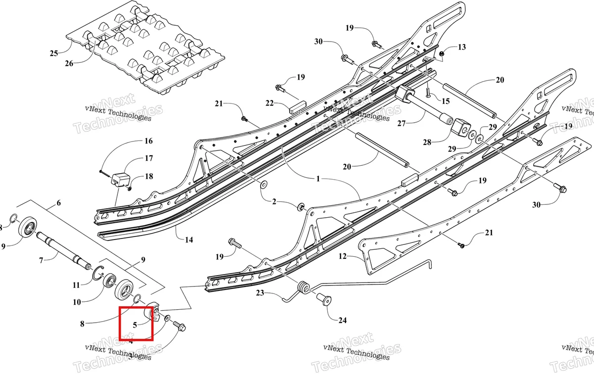 Деталь 4604-214 на схеме узла BLACK (S2026CMJHRUSB) Rear Suspension - Slide Rail And Track Assembly