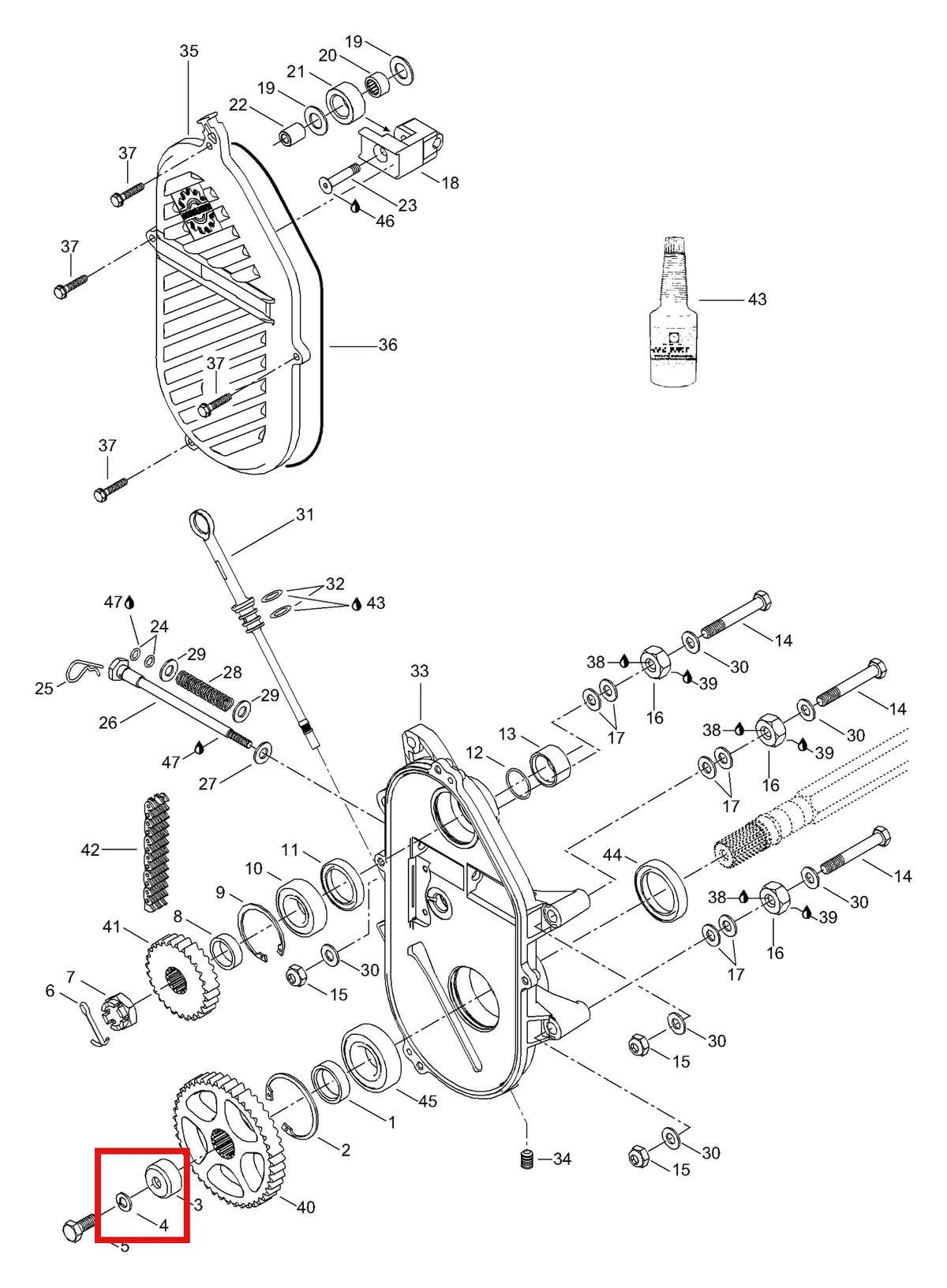 Деталь 486092600 (Деталь Sprocket Z=19) на схеме узла 05- Chaincase