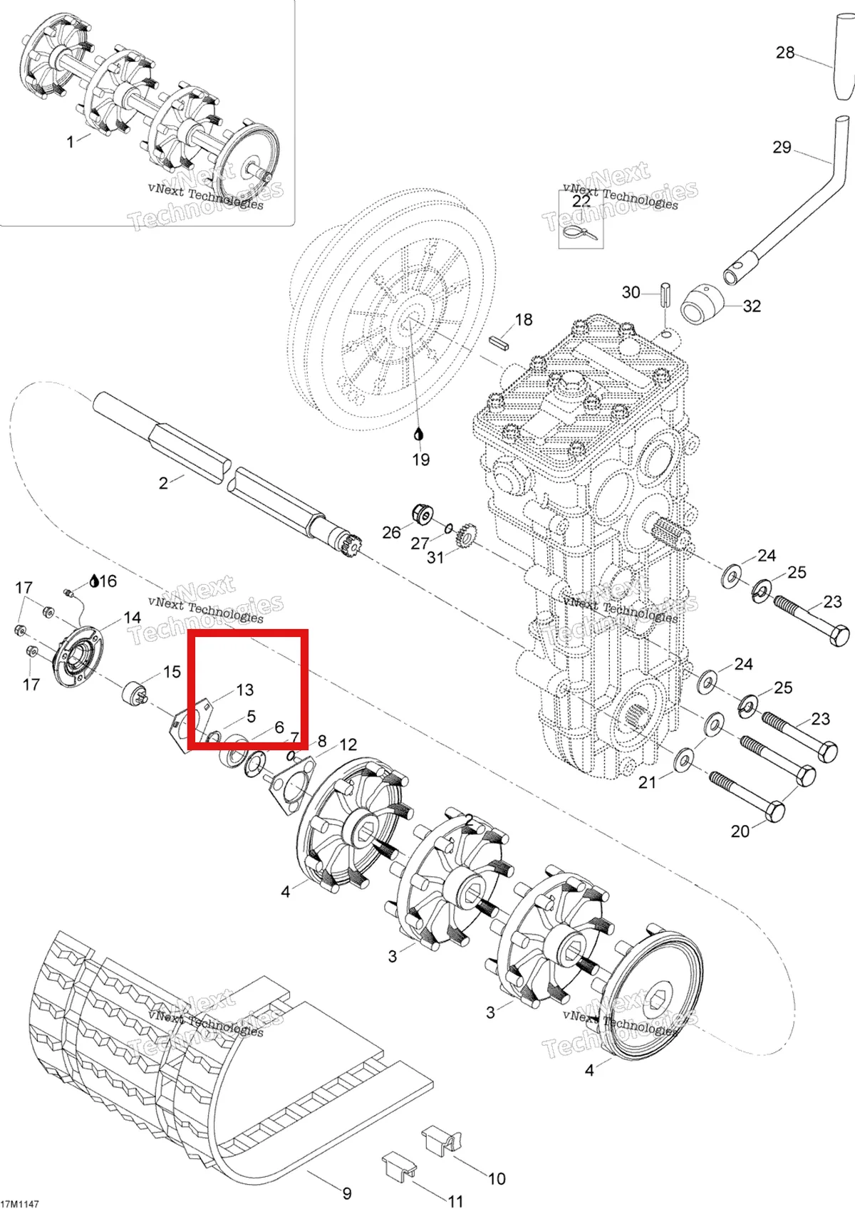 Деталь 501025000 (Корпус Подшипника) на схеме узла 2012 Ski-Doo Skandic SWT V800 YetiII Drive System