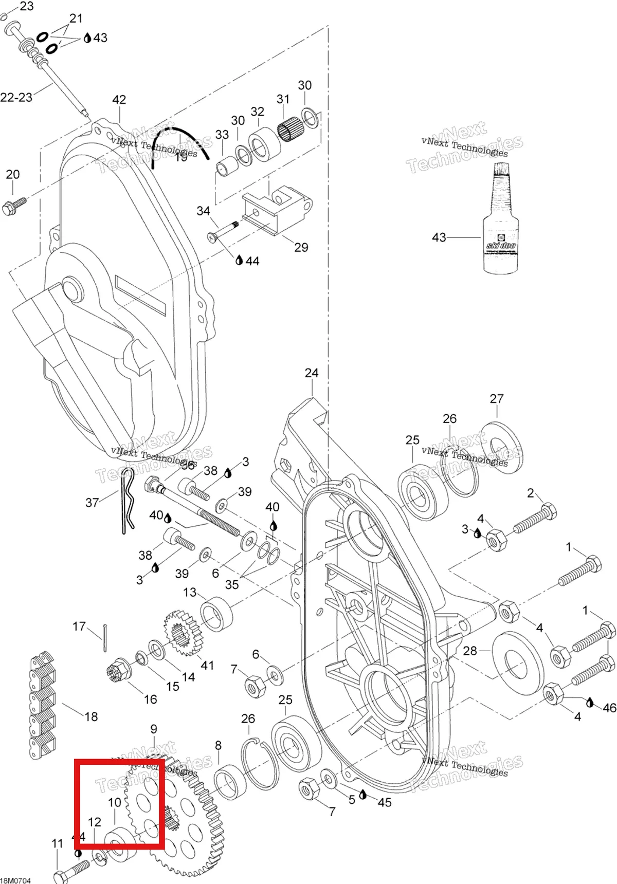 Деталь 501026200 (Крышка) на схеме узла 2007 Ski-Doo Skandic LT 440F Transmission