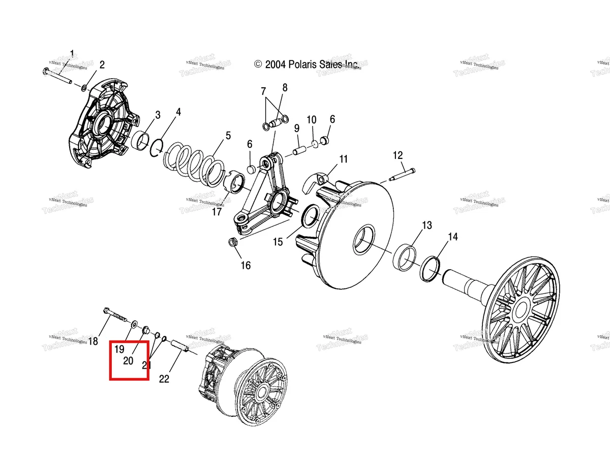 Деталь 5010278 (Шайба вариатор фиксатор Polaris Widetrak LX (2006) (5010278)) на схеме узла Drive Clutch