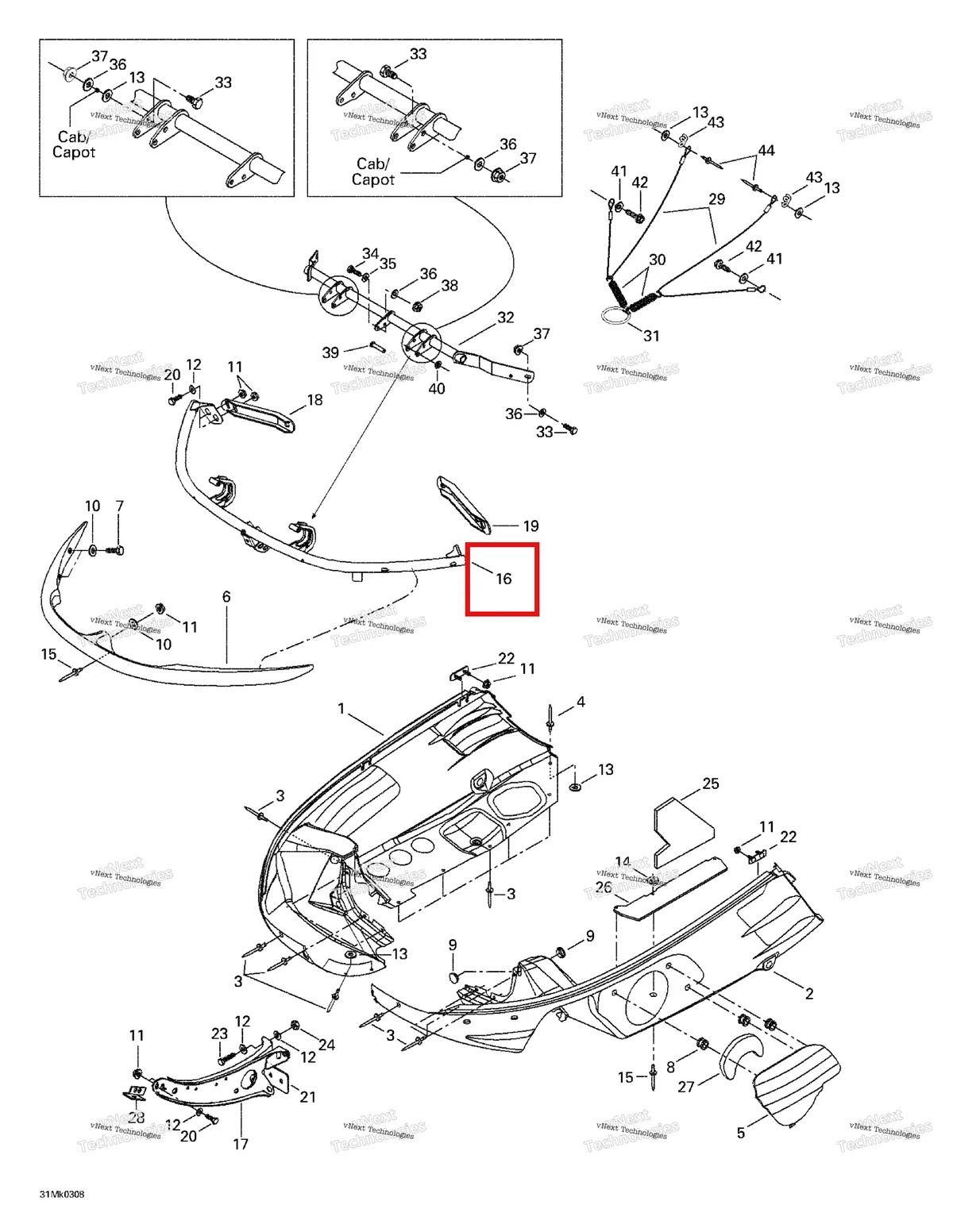 Деталь 502006523 на схеме узла 2003 Ski-Doo Mach Z Bottom Pan