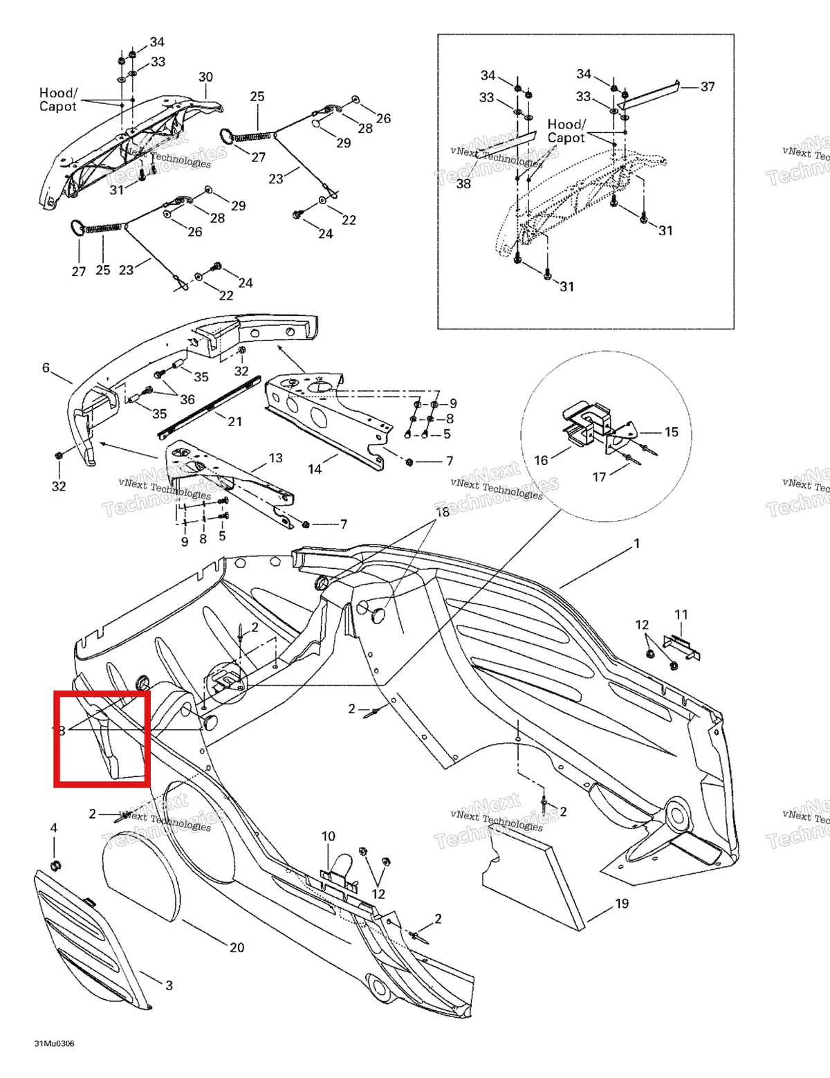 Деталь 502006642 (Деталь Bumper, Labrador Blue) на схеме узла 2003 Ski-Doo Legend V-1000 Bottom Pan