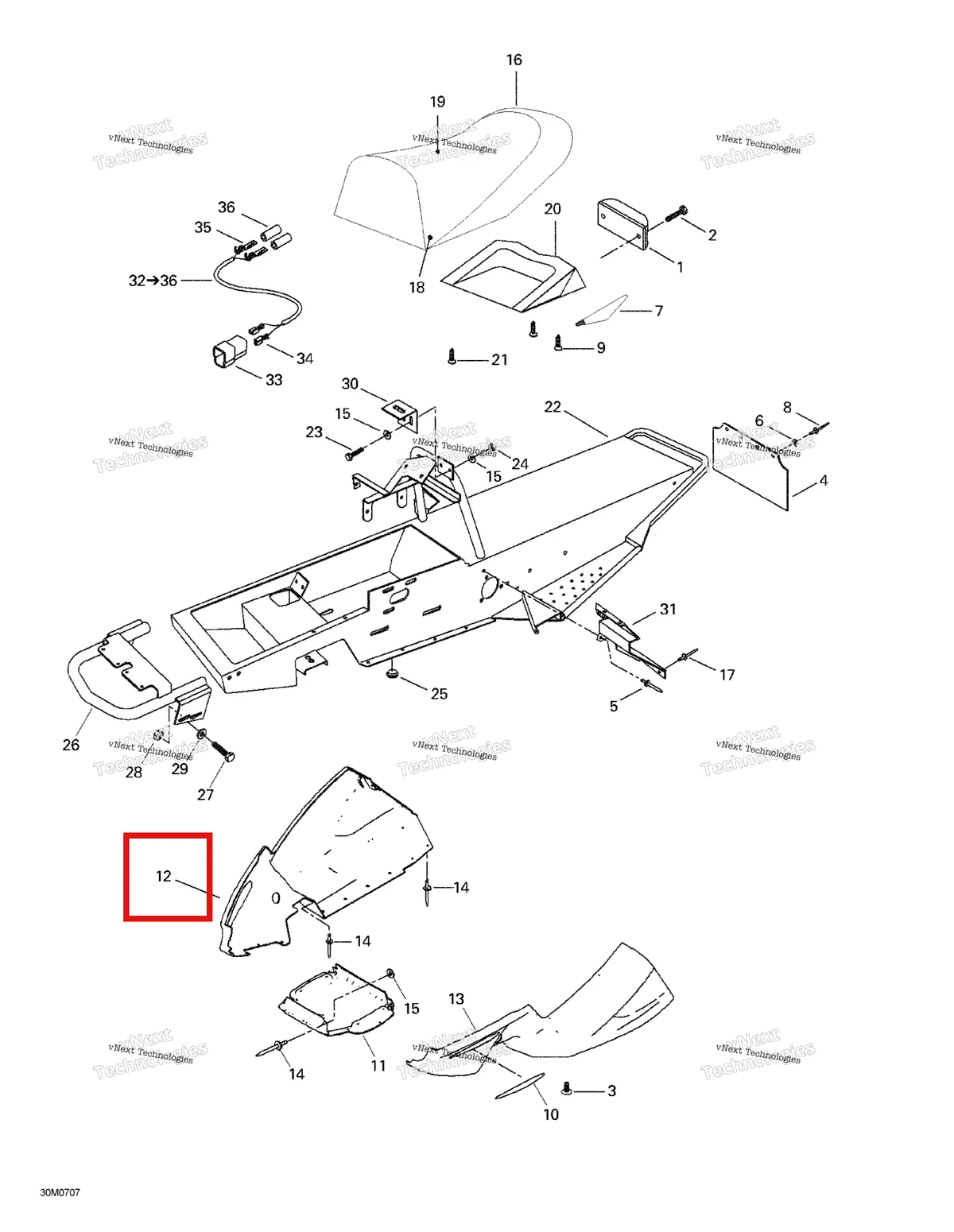 Деталь 502006661 на схеме узла 2007 Ski-Doo Mini Z Frame And Body