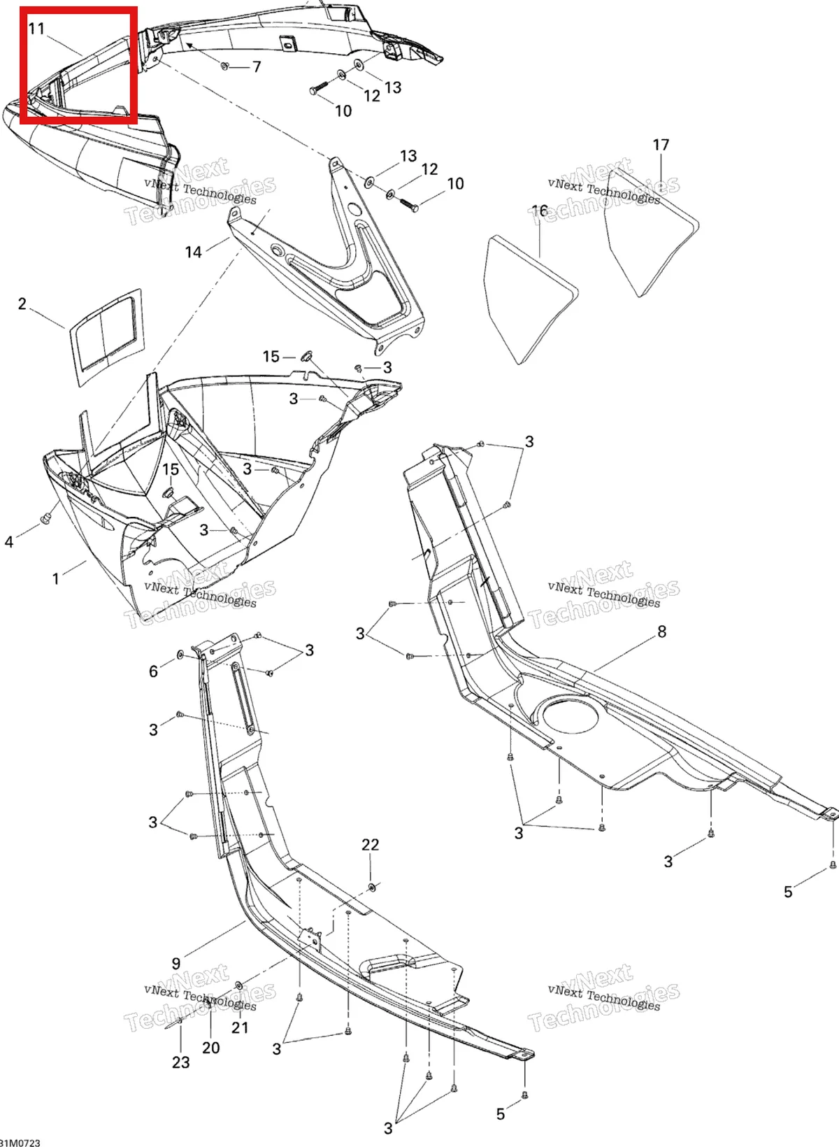 Деталь 502006680 на схеме узла 2007 Ski-Doo MX Z Adrenaline 800 HO PTEK Bottom Pan