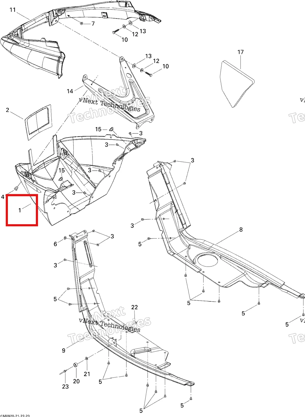 Деталь 502006681 на схеме узла 2009 Ski-Doo GSX Fan Bottom Pan