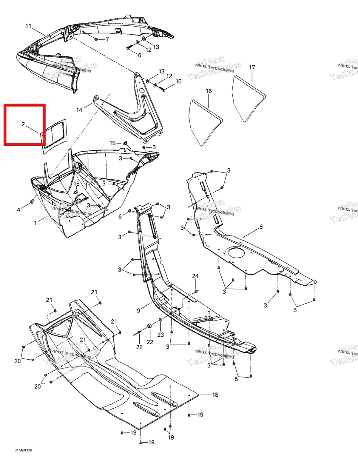 Деталь 502006687 на схеме узла 2003 Ski-Doo MX Z Blair Morgan Special Edition Bottom Pan