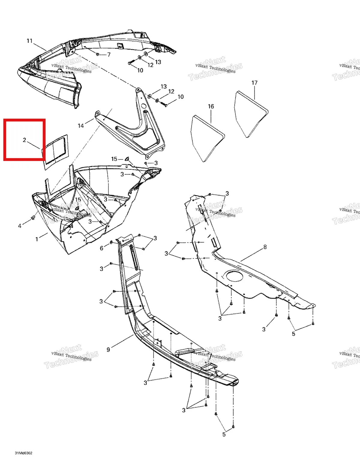 Деталь 502006706 на схеме узла 2003 Ski-Doo MX Z X 440 Bottom Pan