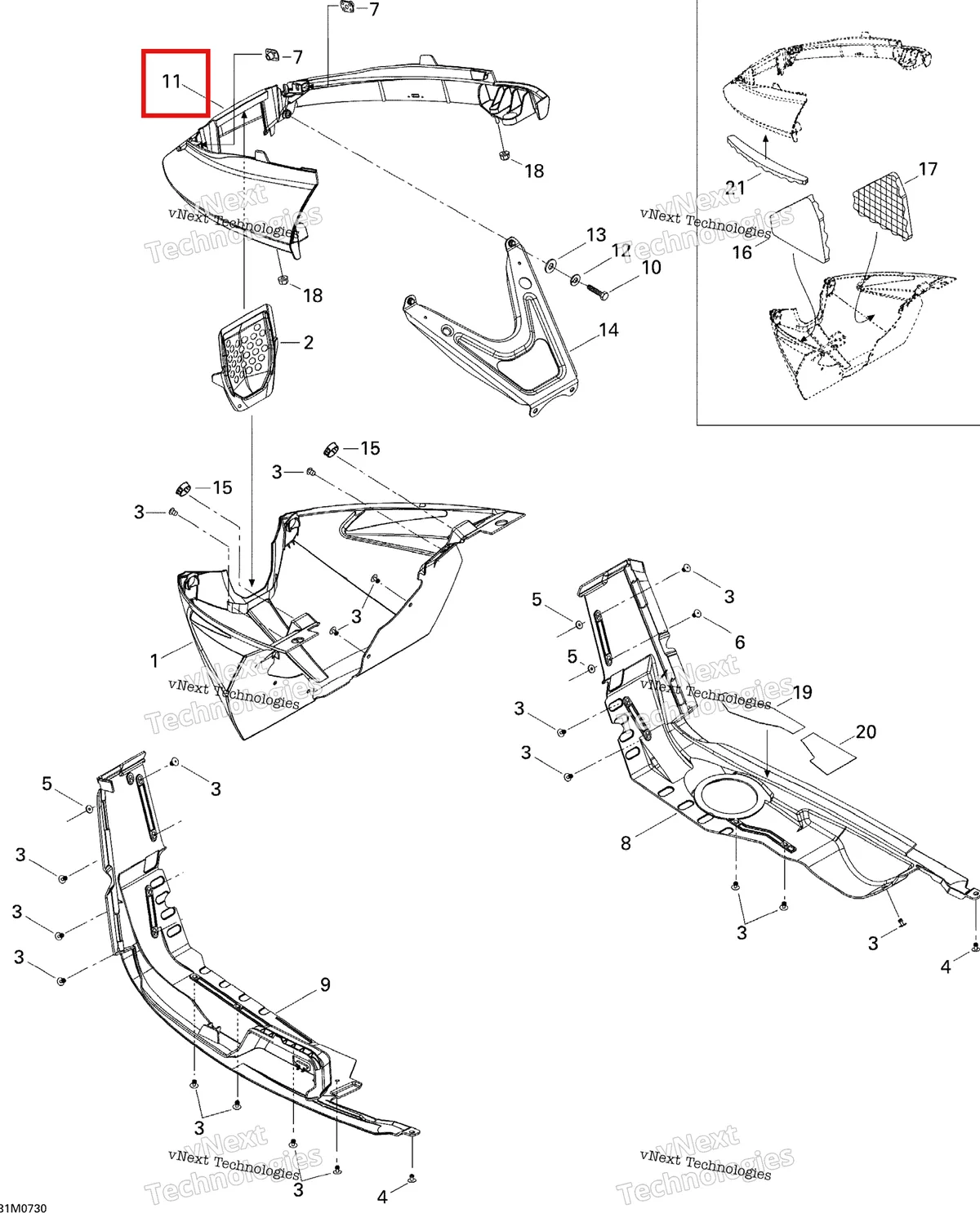 Деталь 502006724 на схеме узла 2007 Ski-Doo MACH Z Adrenaline Bottom Pan