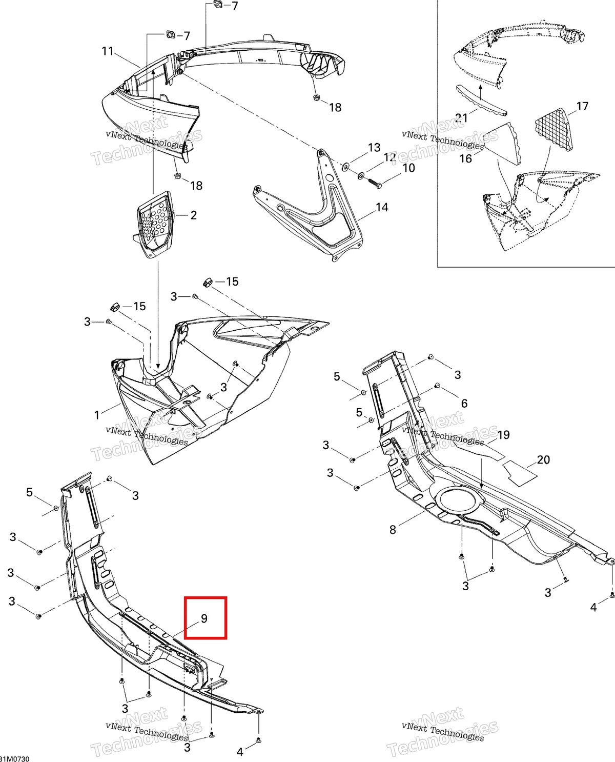 Деталь 502006726 на схеме узла 2007 Ski-Doo MACH Z Adrenaline Bottom Pan