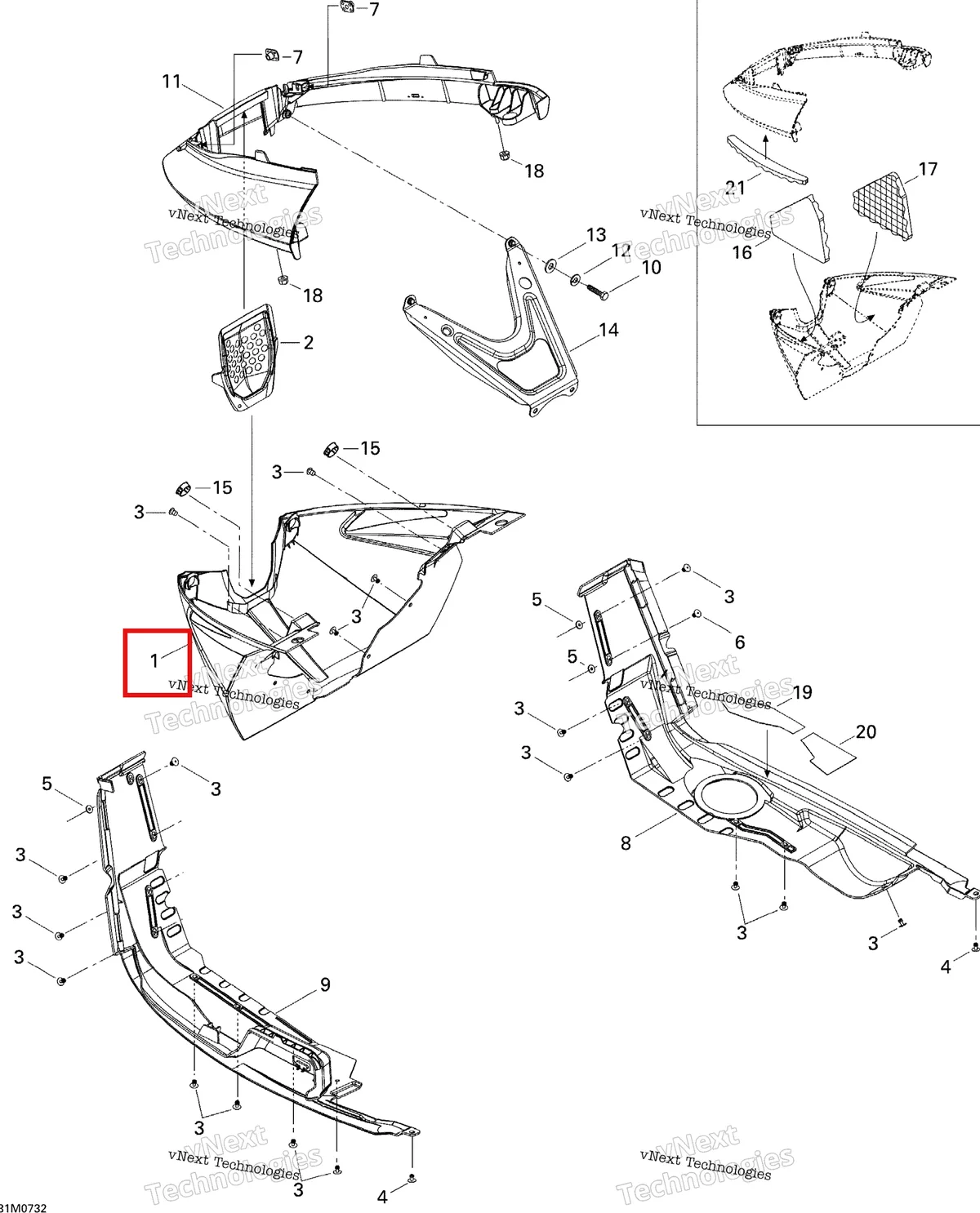 Деталь 502006744 на схеме узла 2007 Ski-Doo Summit Highmark & Highmark X 1000 SDI Bottom Pan