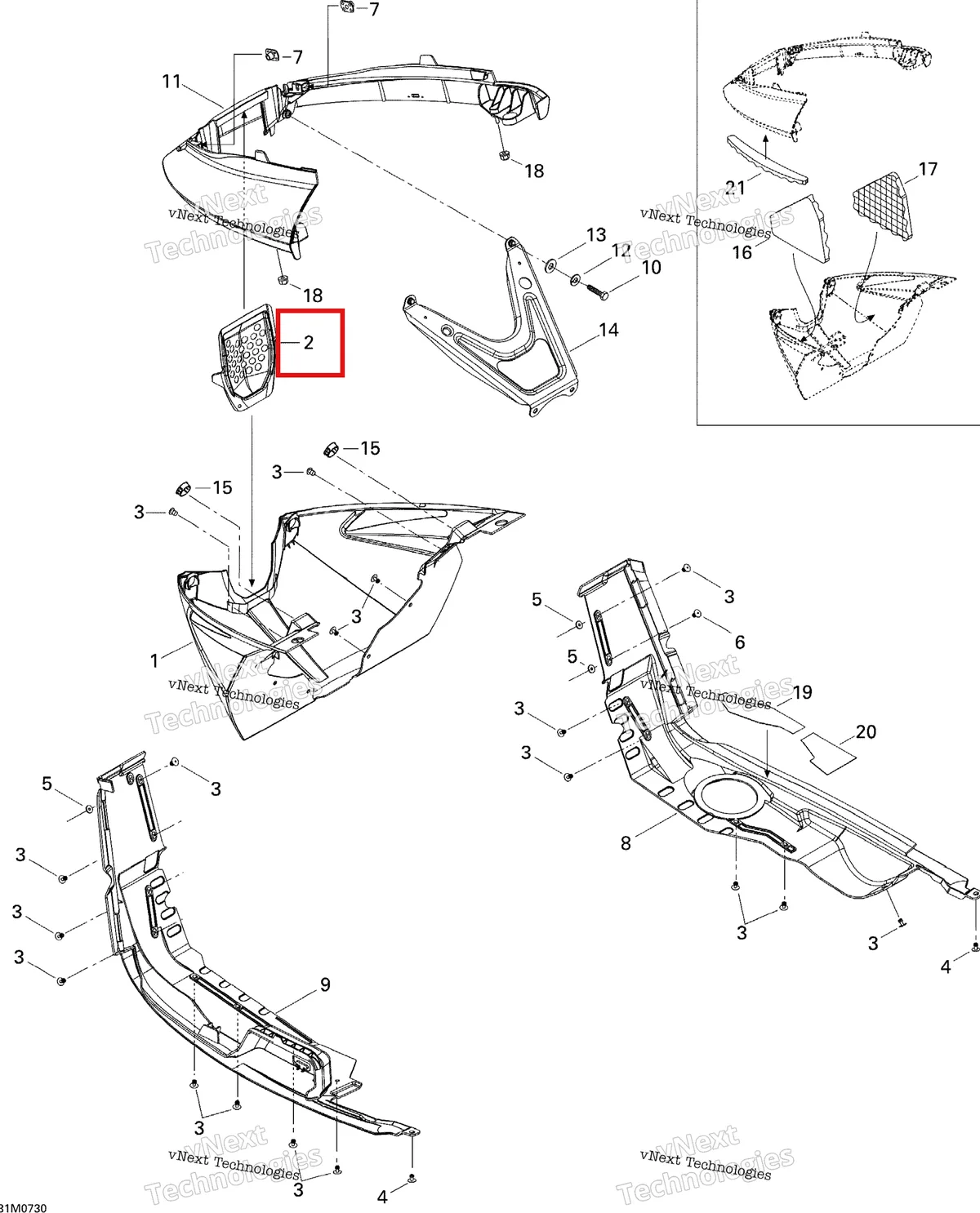 Деталь 502006746 на схеме узла 2007 Ski-Doo MACH Z Adrenaline Bottom Pan