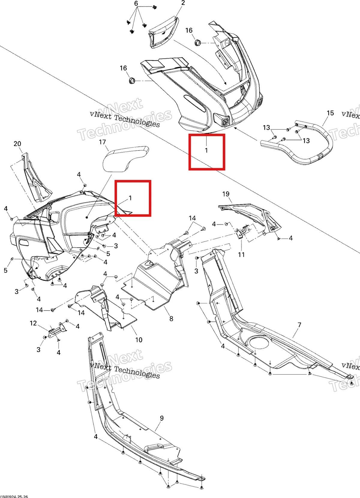 Деталь 502006752 (Передний Нижний Поддон) на схеме узла 2009 Ski-Doo Skandic Tundra LT 550F Bottom Pan