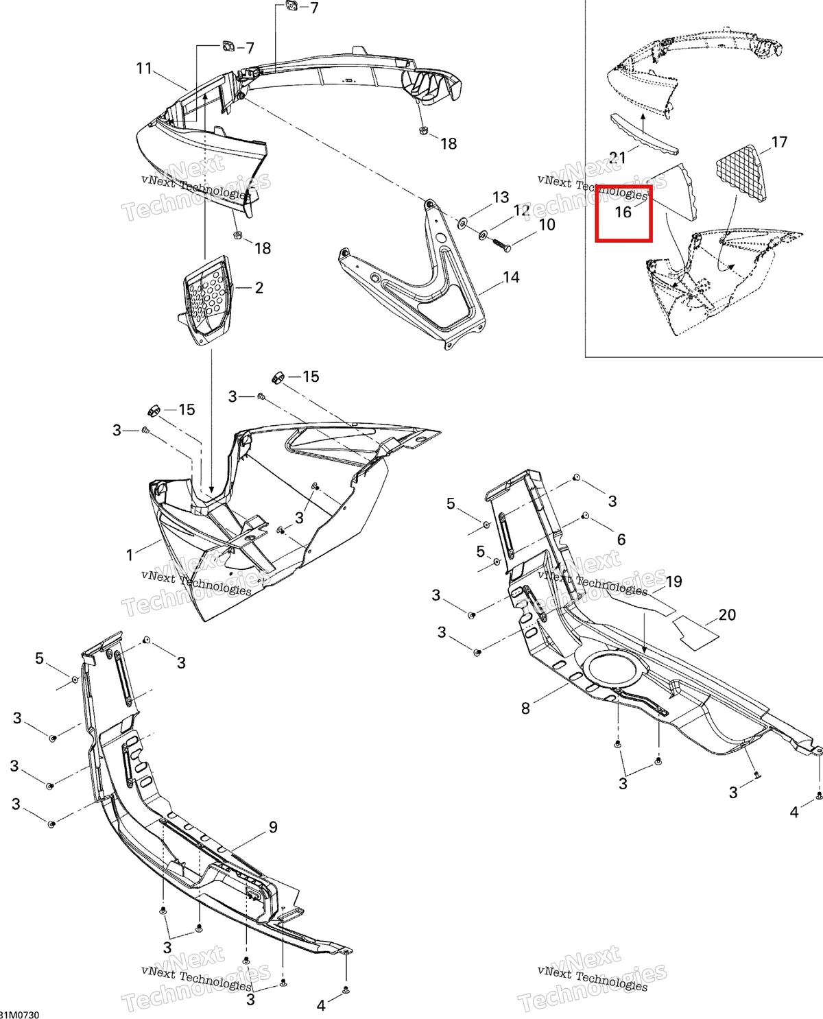 Деталь 502006765 на схеме узла 2007 Ski-Doo MACH Z Adrenaline Bottom Pan
