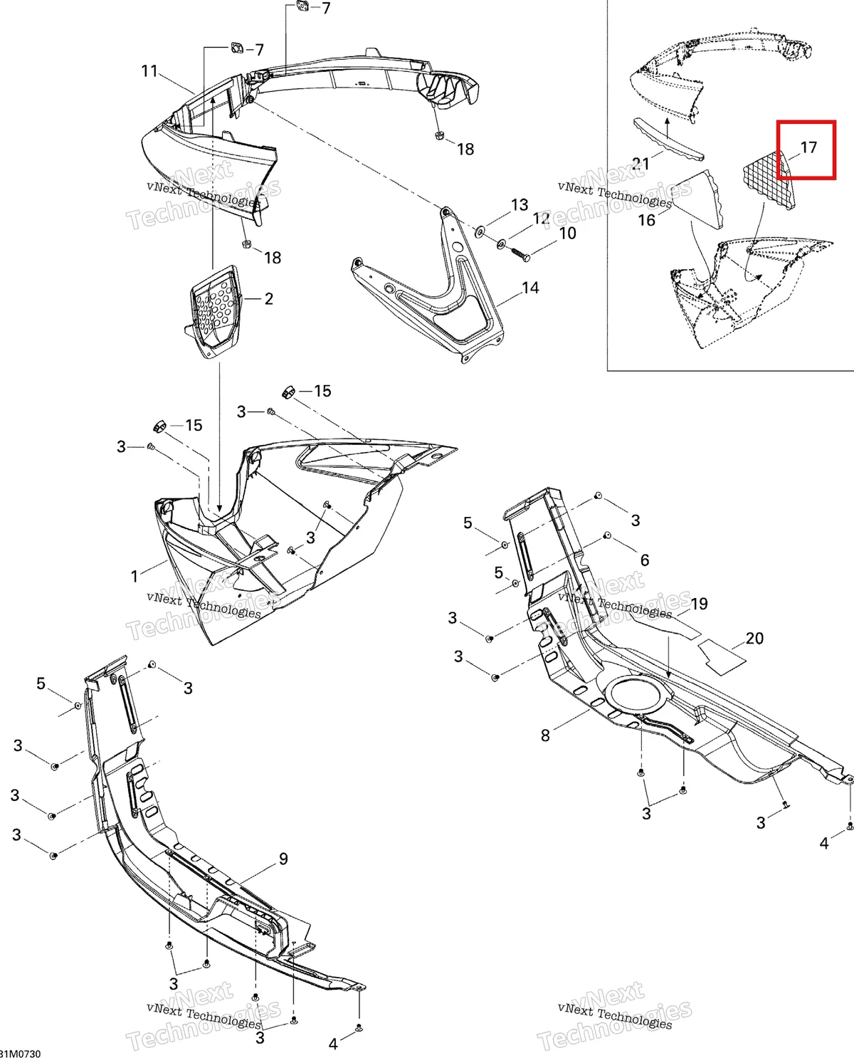 Деталь 502006767 на схеме узла 2007 Ski-Doo MACH Z Adrenaline Bottom Pan