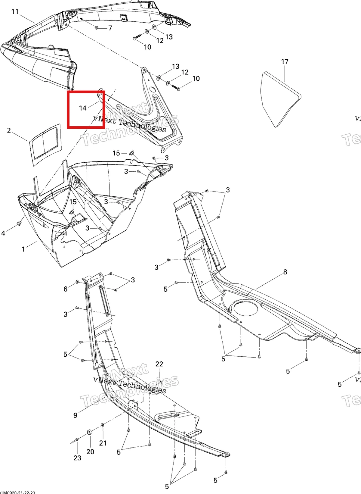 Деталь 502006772 на схеме узла 2009 Ski-Doo GSX Fan Bottom Pan