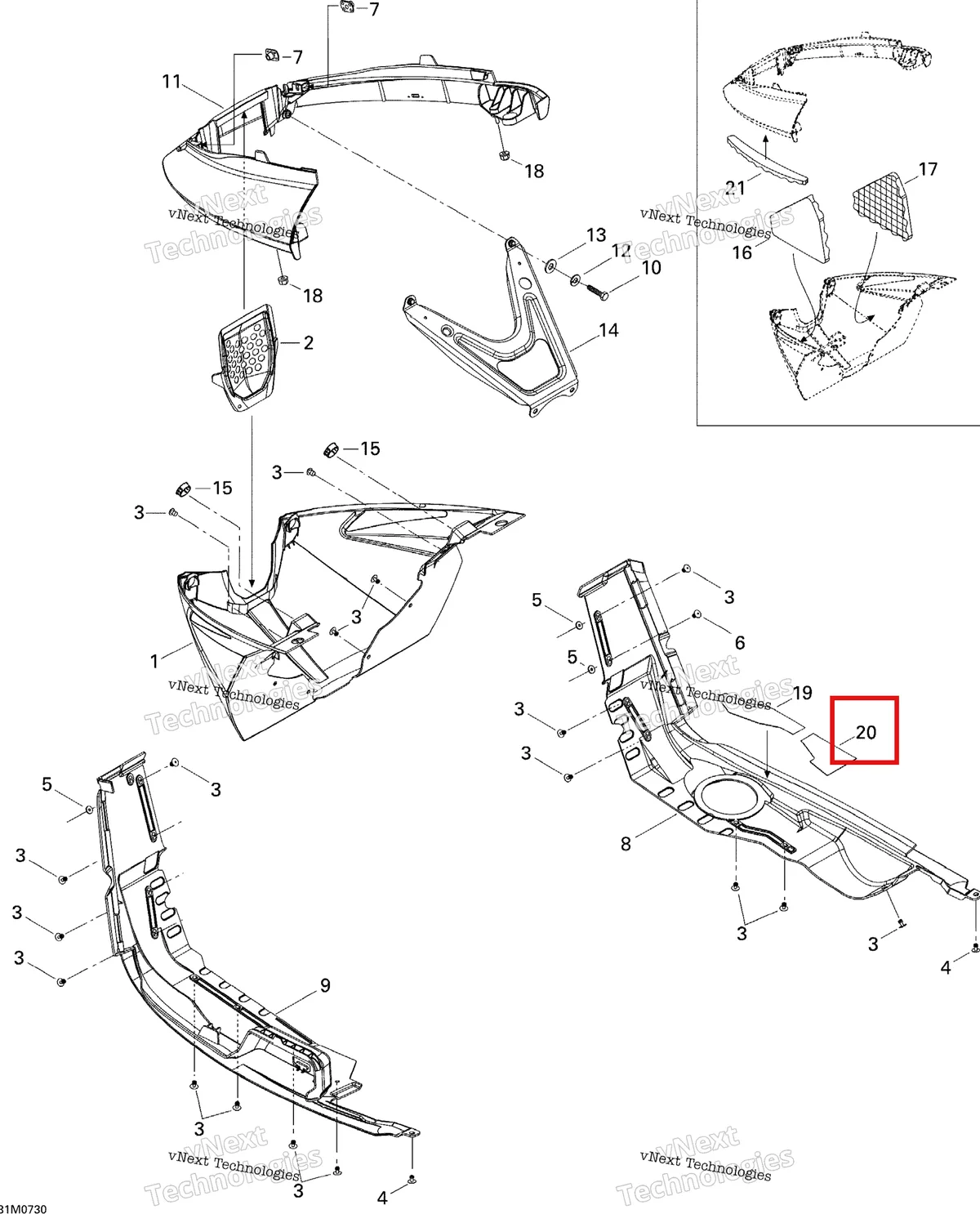 Деталь 502006810 на схеме узла 2007 Ski-Doo MACH Z Adrenaline Bottom Pan