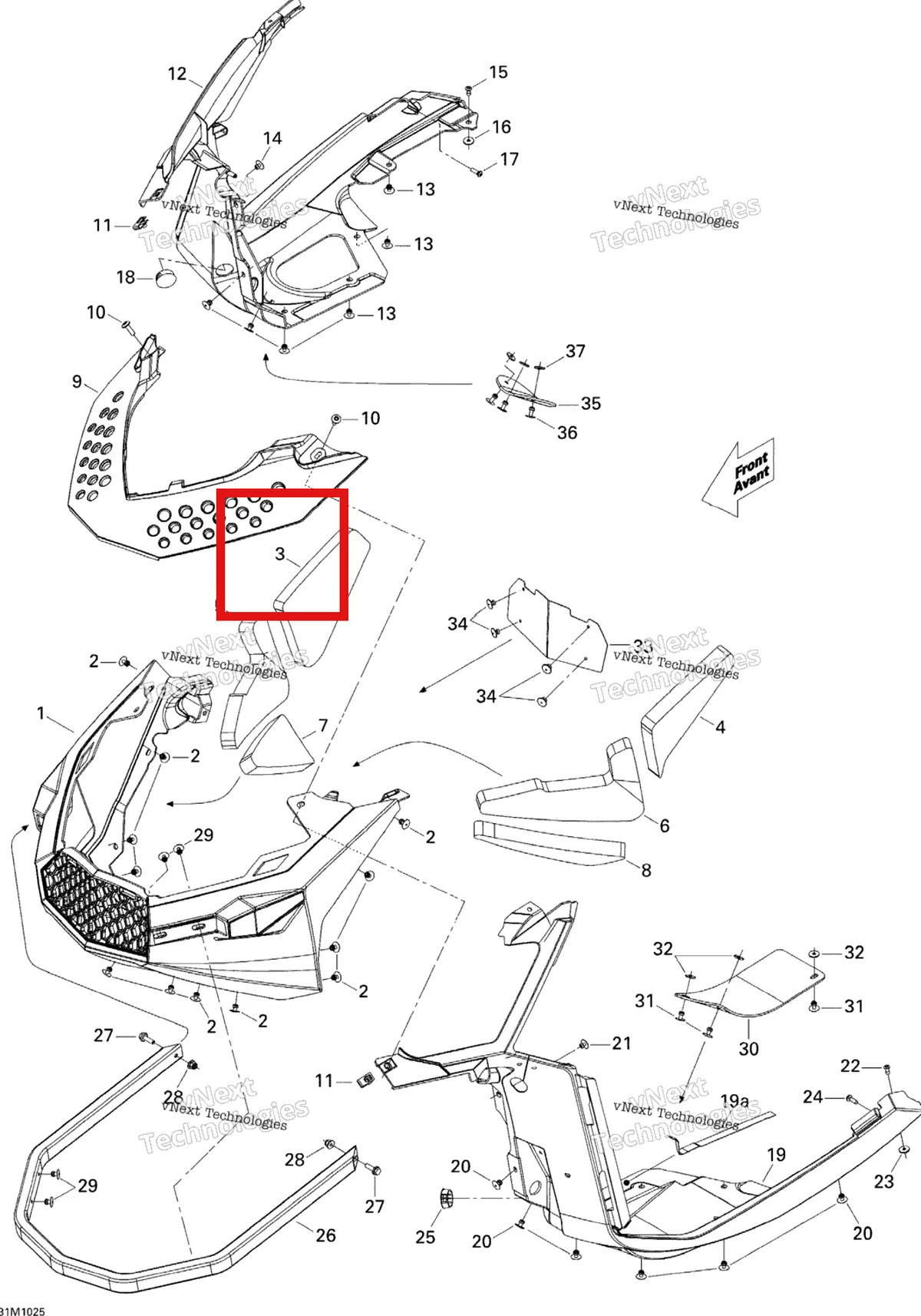 Схема применяемости: Правый поролон верхний Ski-Doo Summit X 800R Power T.E.K. (2009) (502006829)