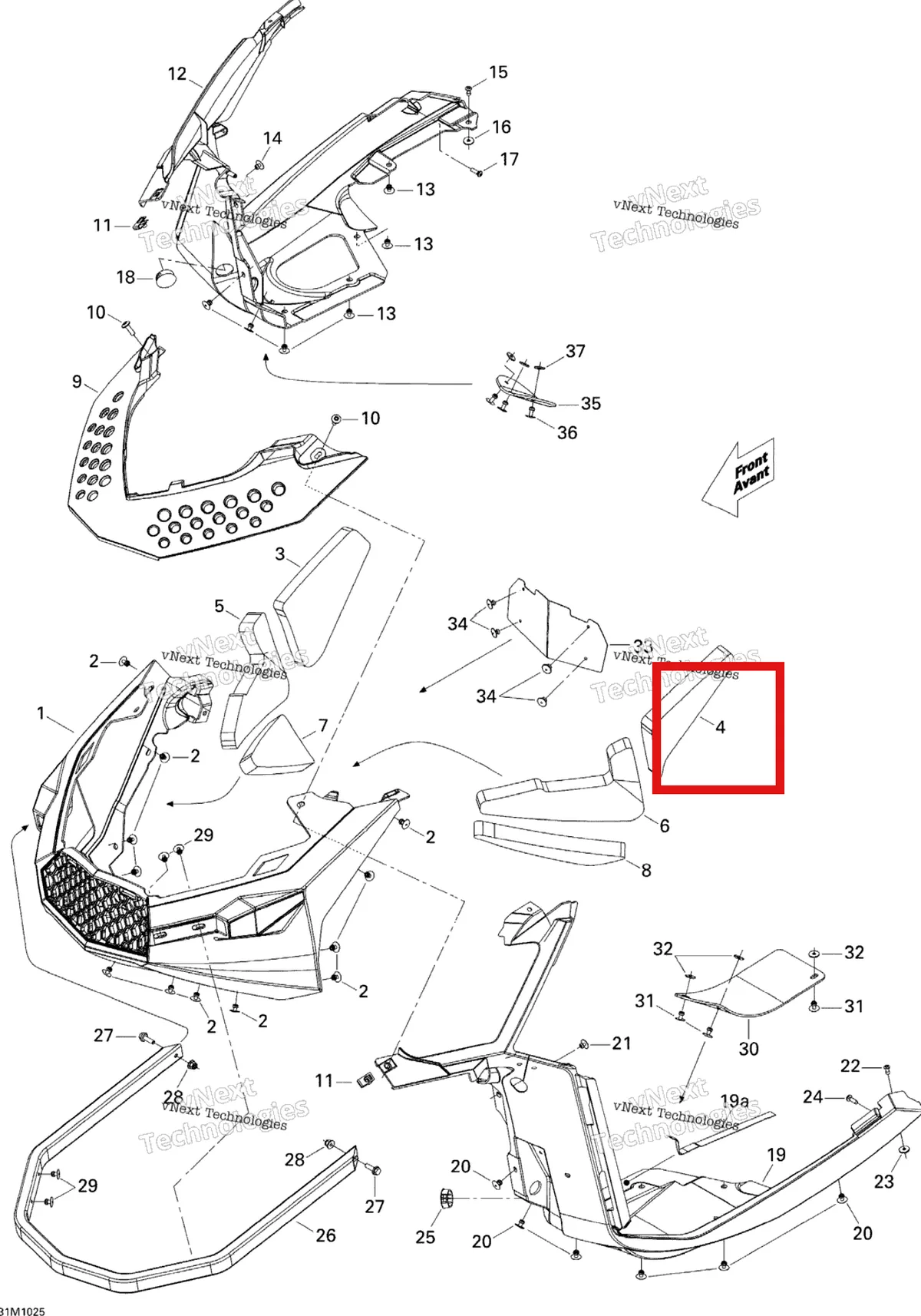 Схема применяемости: Левый поролон верхний Ski-Doo Summit X 800R Power T.E.K. (2009) (502006830)