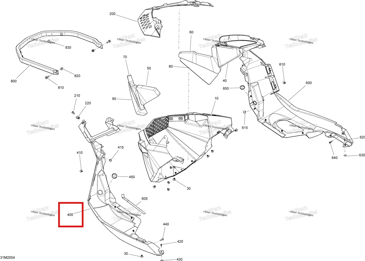 Деталь 502006831 (Нижний Поддон) на схеме узла 2020 Ski-Doo SUMMIT 600 CARB Body - Bottom Pan