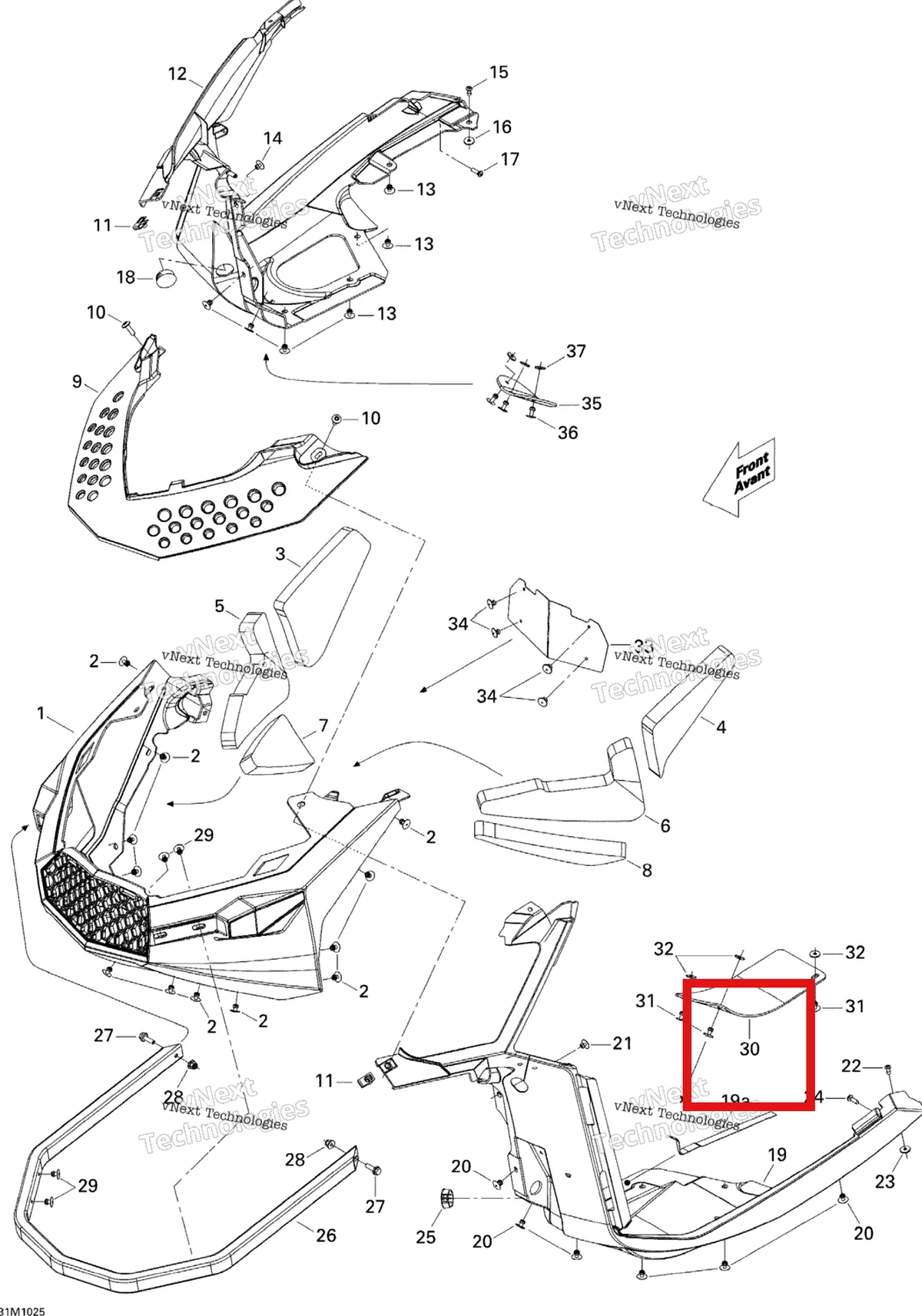 Деталь 502006888 (Деталь Guard Plate) на схеме узла 2010 Ski-Doo MX Z X 600RS Bottom Pan