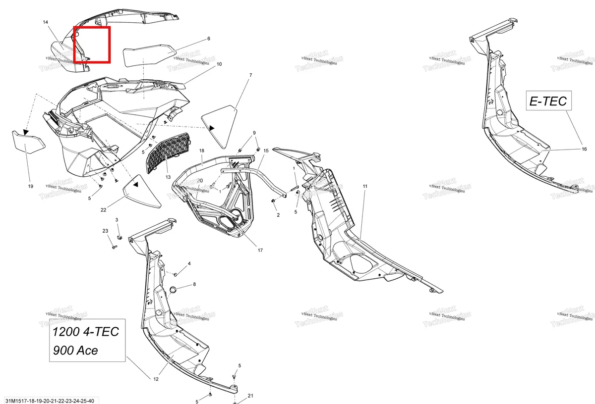 Деталь 502006898 на схеме узла 2015 Ski-Doo GRAND TOURING LE 1200 XR137 Bottom Pan Le