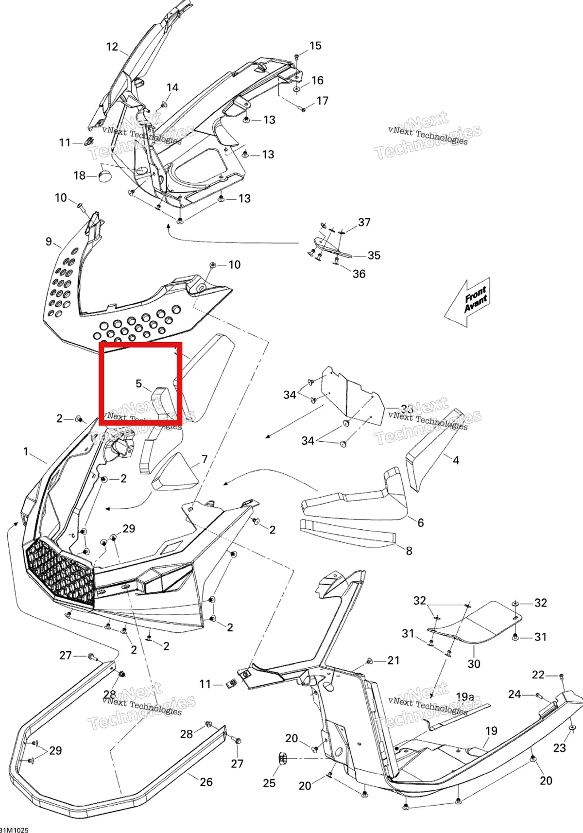 Схема применяемости: Правый Middle поролон Ski-Doo Summit X 800R Power T.E.K. (2009) (502006906)