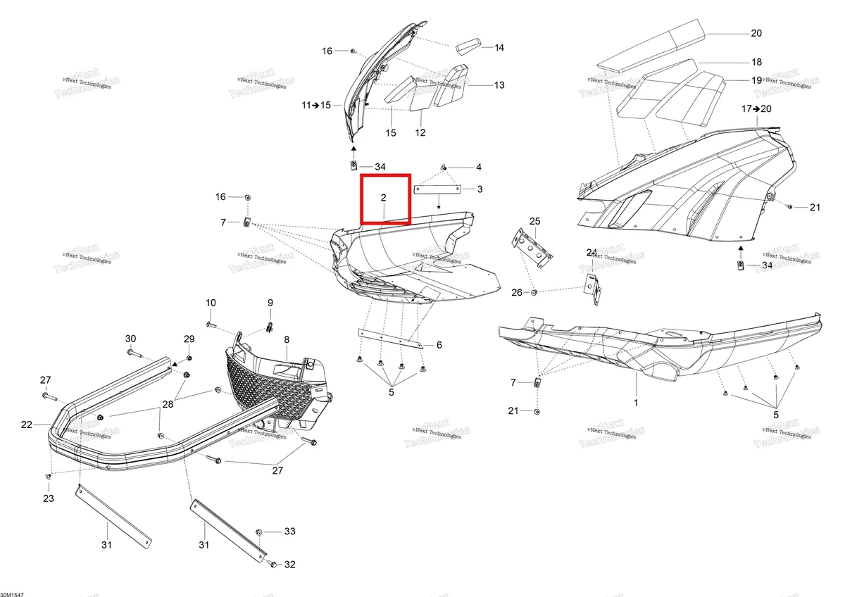 Деталь 502006917 (Деталь Lower Bottom Pan Rh) на схеме узла 2015 Ski-Doo SKANDIC SWT 550 Bottom Pan