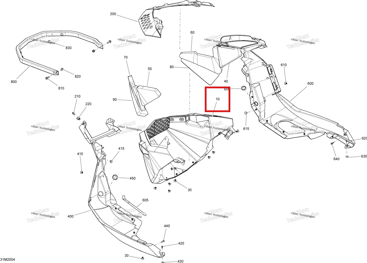 Деталь 502006971 (Передний Нижний Поддон) на схеме узла 2020 Ski-Doo SUMMIT 600 CARB Body - Bottom Pan